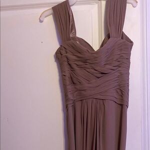 Monique Lhuillier Bridesmaids Brown Ruched Strapless Gown